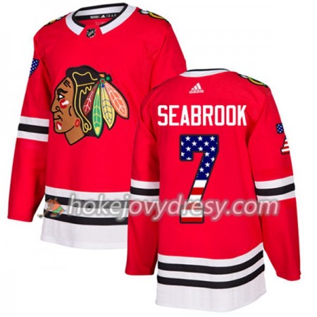 Pánské Hokejový Dres Chicago Blackhawks Brent Seabrook 7 2017-2018 USA Flag Fashion Černá Adidas Authentic